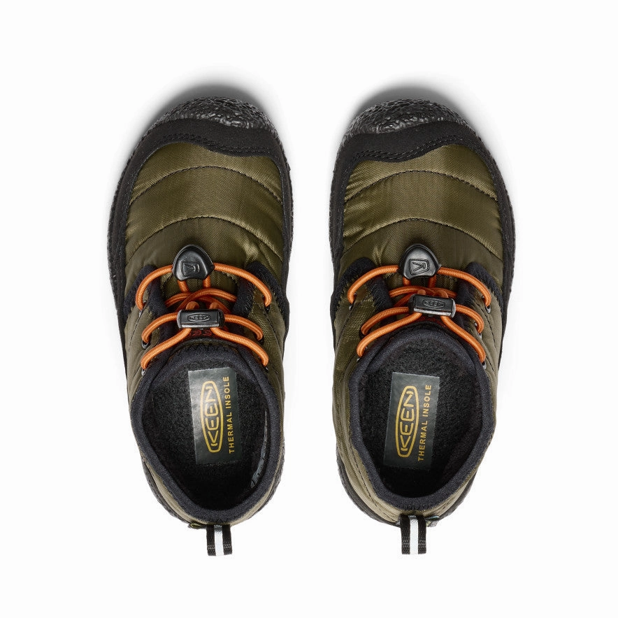 Little Kids' Howser II Waterproof Chukka  |  Dark Olive/Gold Flame Comfortable Stretch