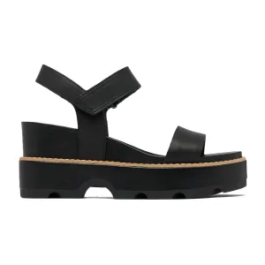 Streamlined Design Sorel Joanie IV Ankle Strap Wedge Sandal (Women) - Black/Sea Salt