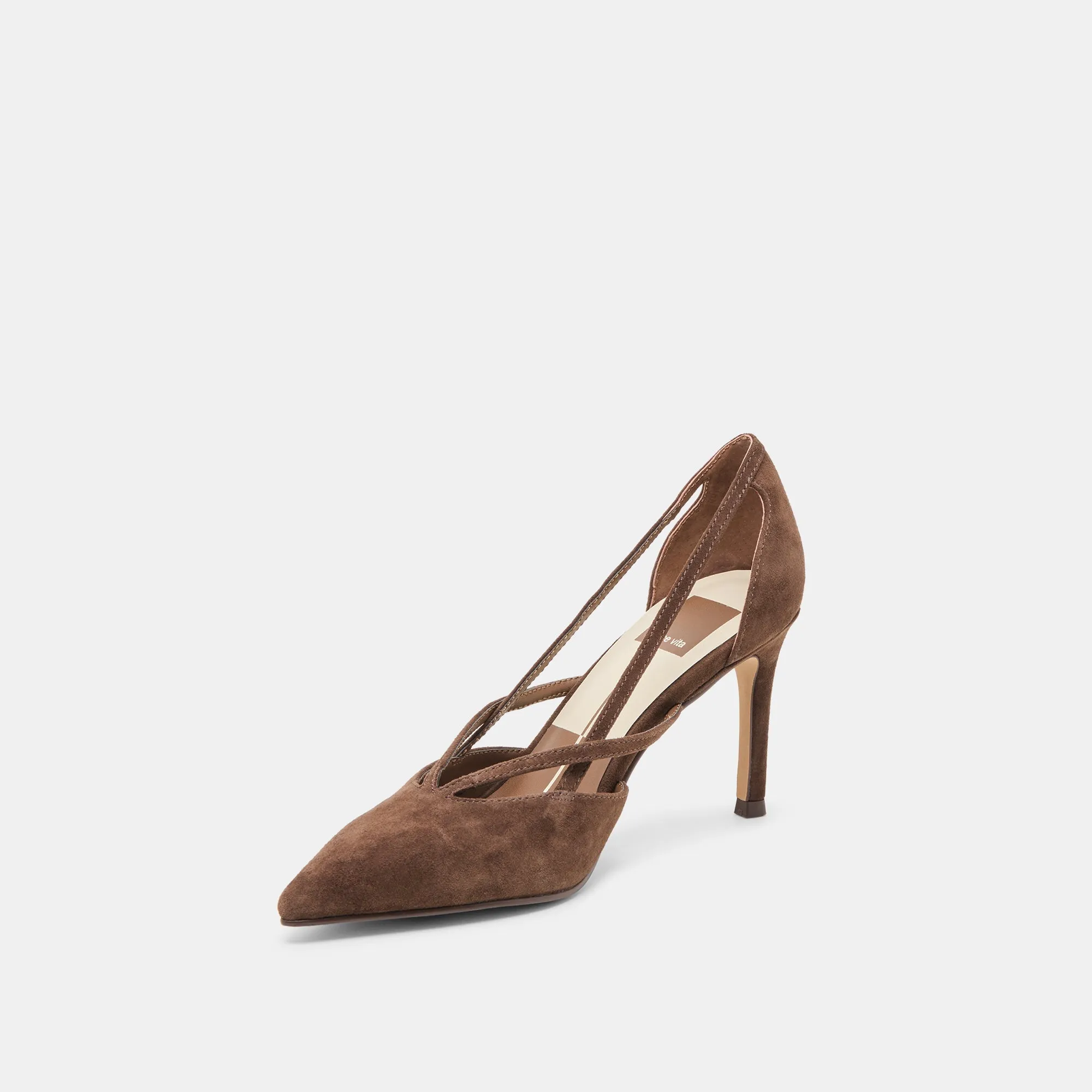 KAINE HEELS DK BROWN SUEDE Neutral Shade Stable Feel