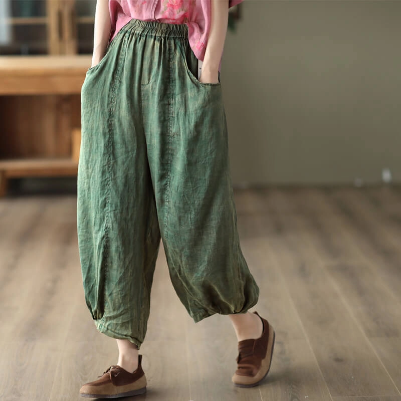Sanitary Material Babakud Women Classic Ramie Harem Pants