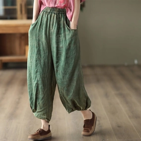 Sanitary Material Babakud Women Classic Ramie Harem Pants