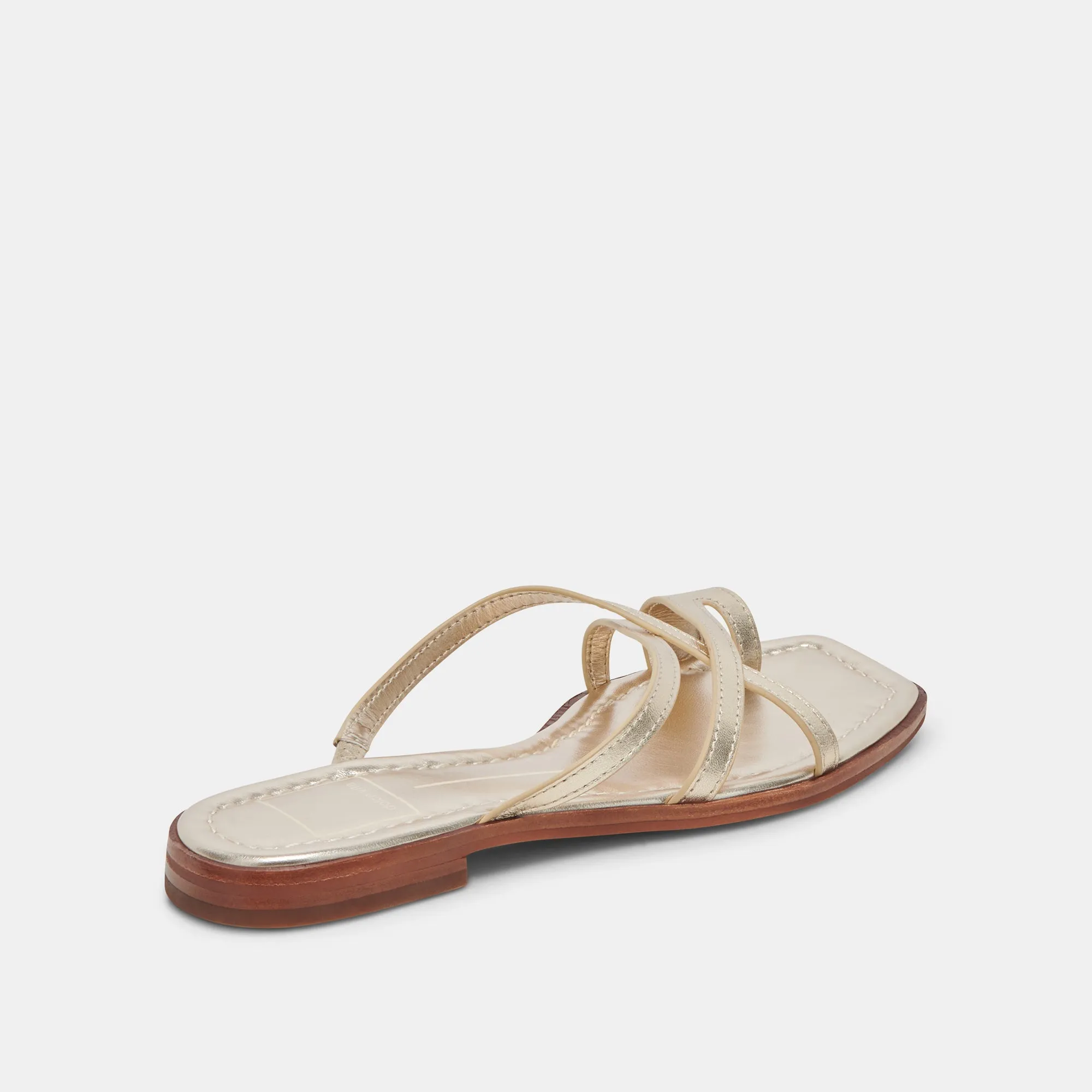 INDIGO SANDALS GOLD DISTRESSED LEATHER Stretchable Collar afternoon