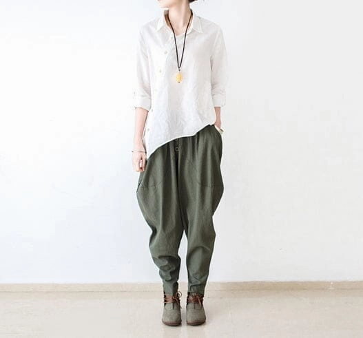 Thermal Balance Women Loose Cotton Linen Harem Pants