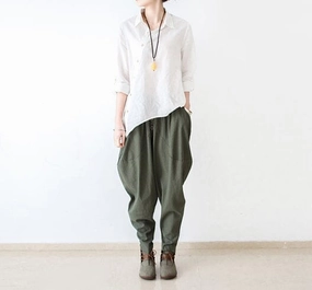 Thermal Balance Women Loose Cotton Linen Harem Pants