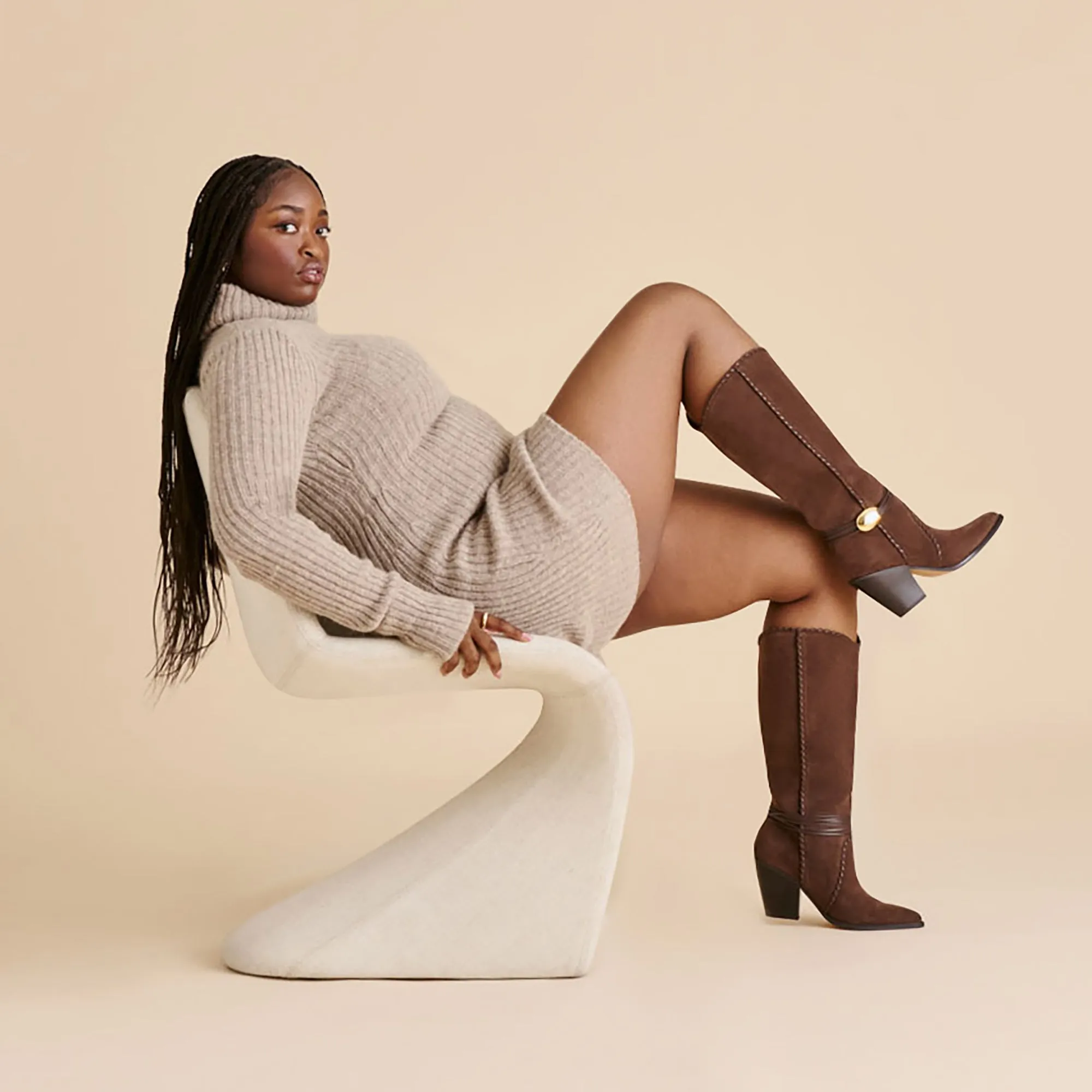 JODY WIDE CALF BOOTS DK BROWN SUEDE Sport Details All Season