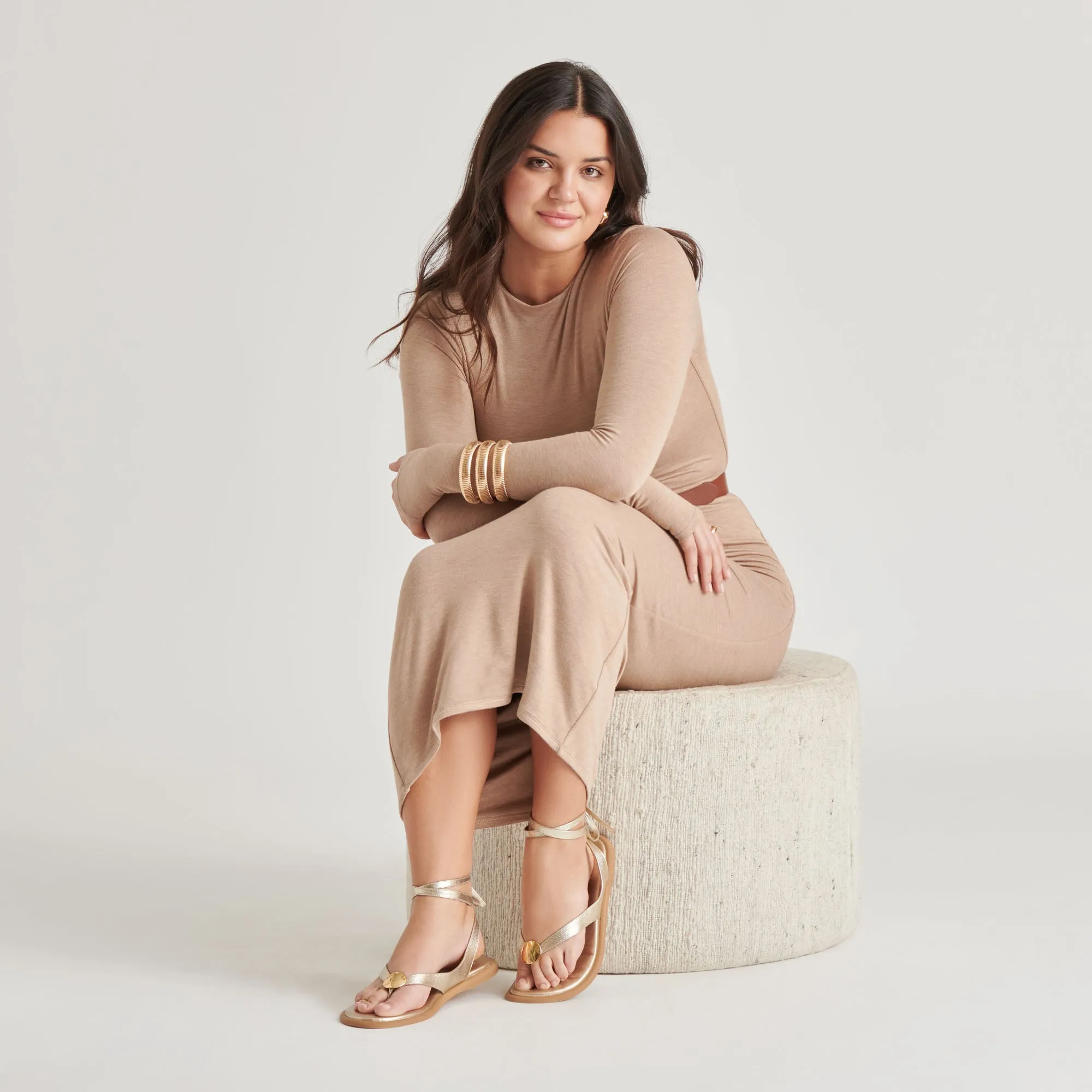 JUDY SANDALS LIGHT GOLD LEATHER Versatile lining