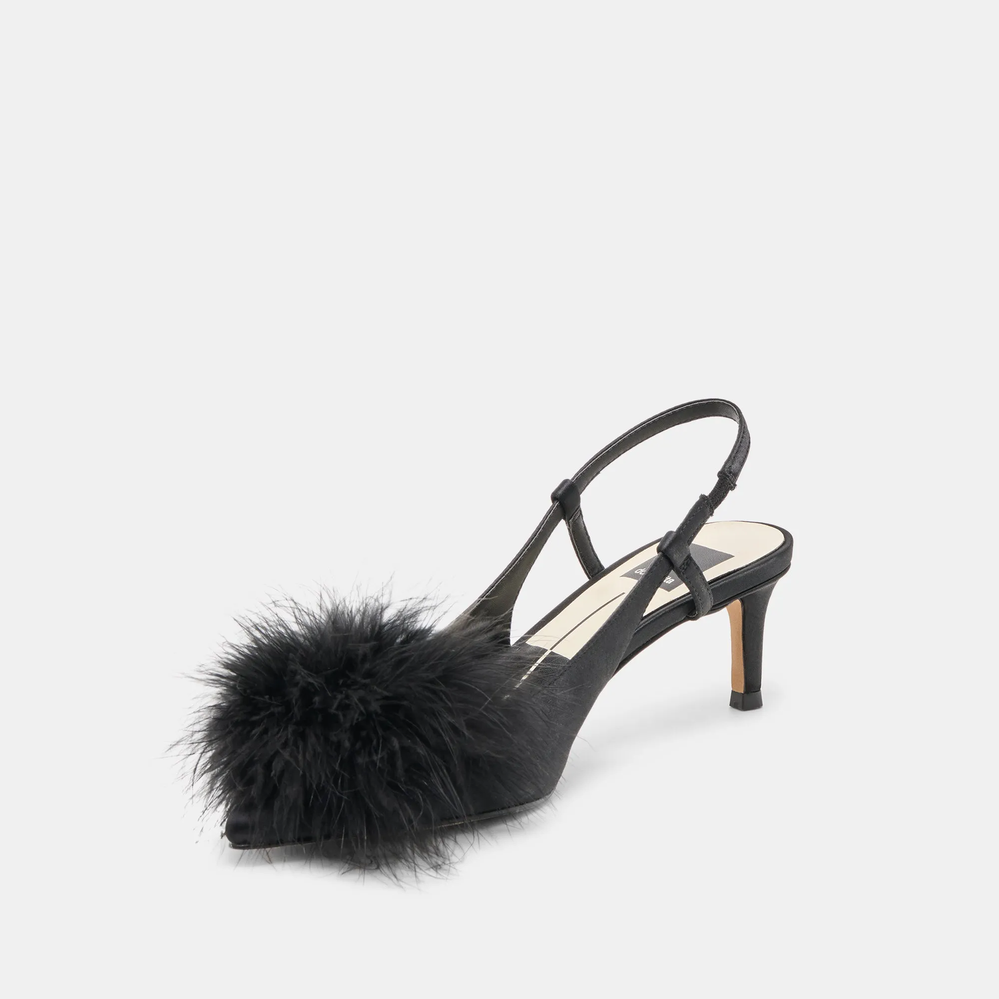 Padded Tongue Construction KAMY HEELS ONYX SATIN