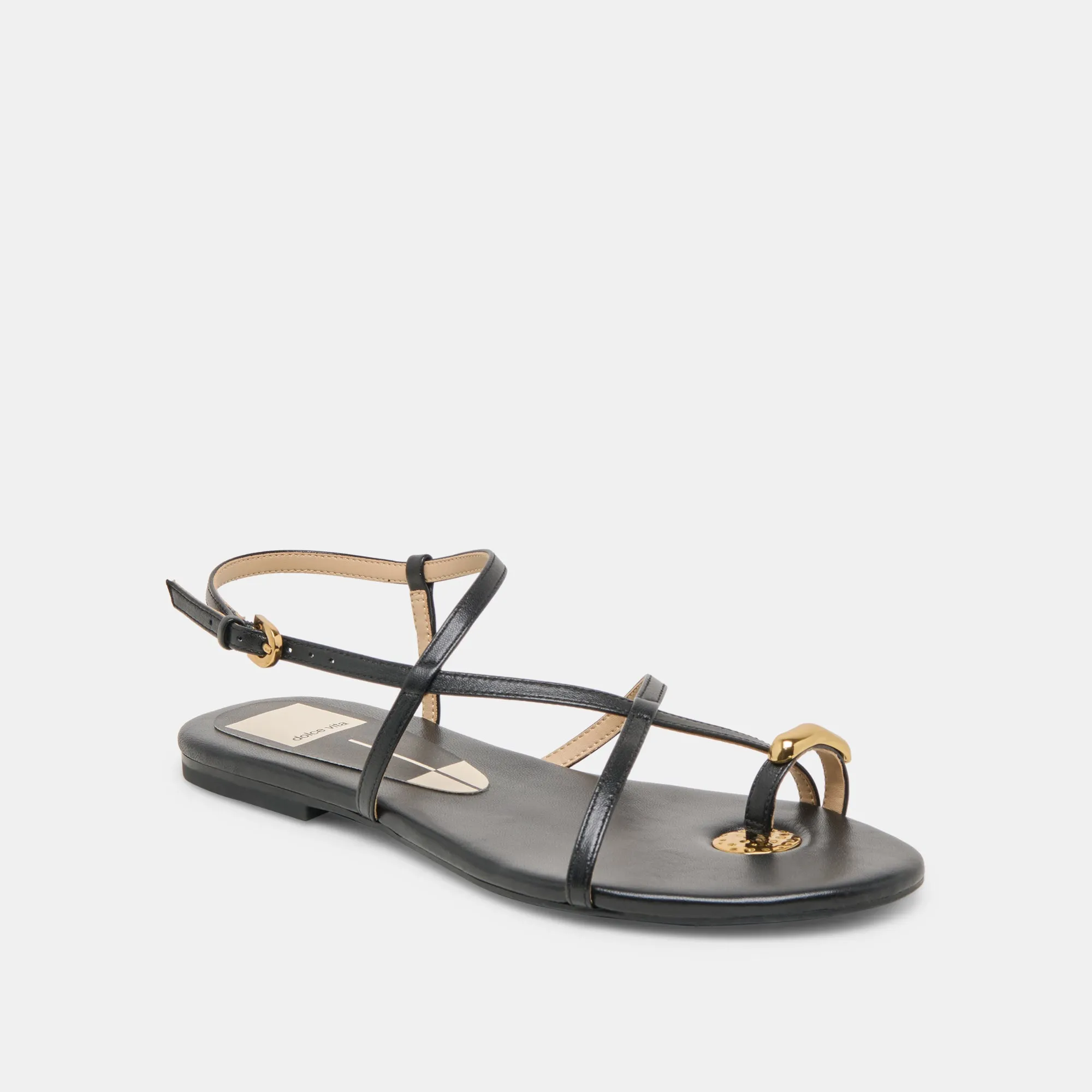 Wide Toe Box Construction KESHA SANDALS BLACK LEATHER