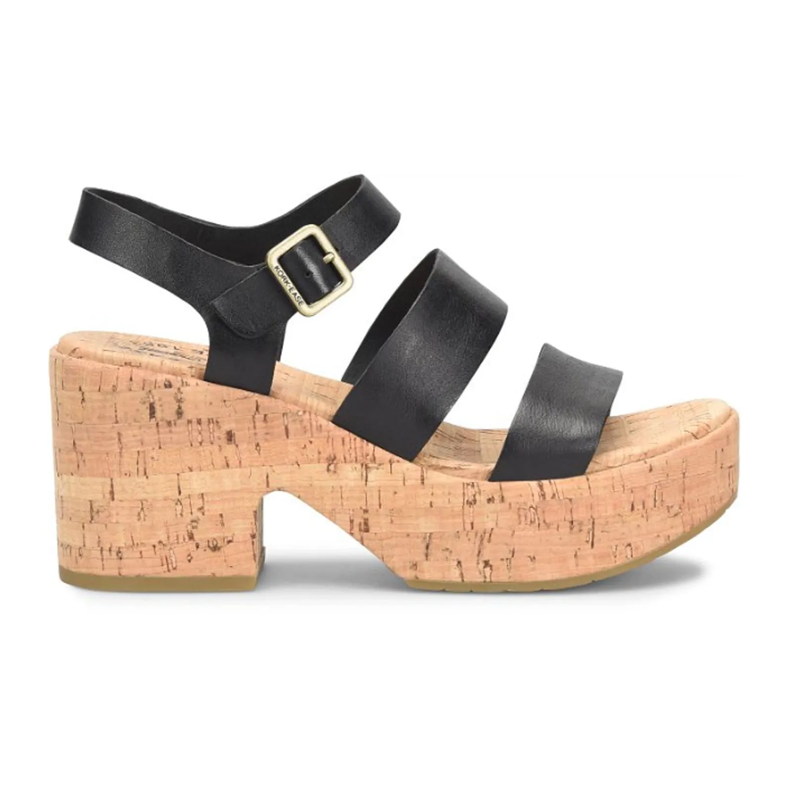 Kork-Ease Tish Wedge Sandal (Women) - Black Easygoing Shoes
