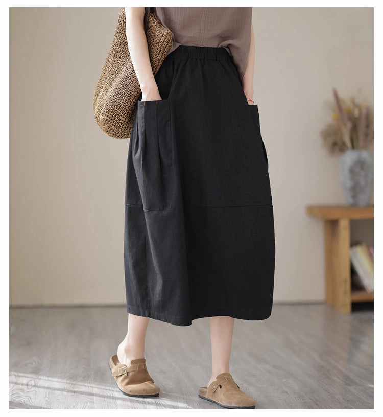 Airflow Fabric Babakud Women Summer Classic Cotton Linen Skirt