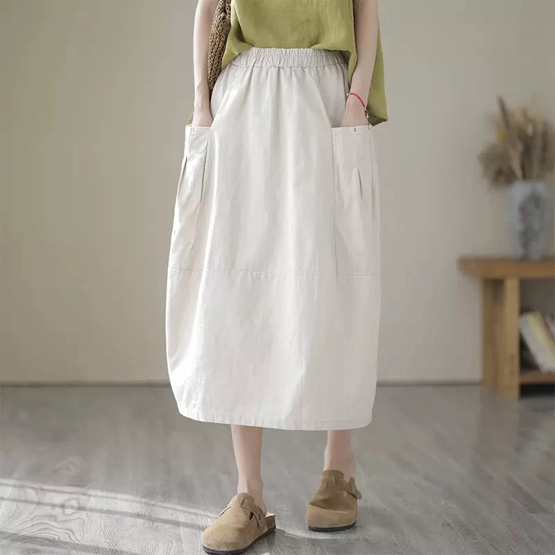 Unrestricted Movement Vibrant color Babakud Women Summer Classic Cotton Linen Skirt