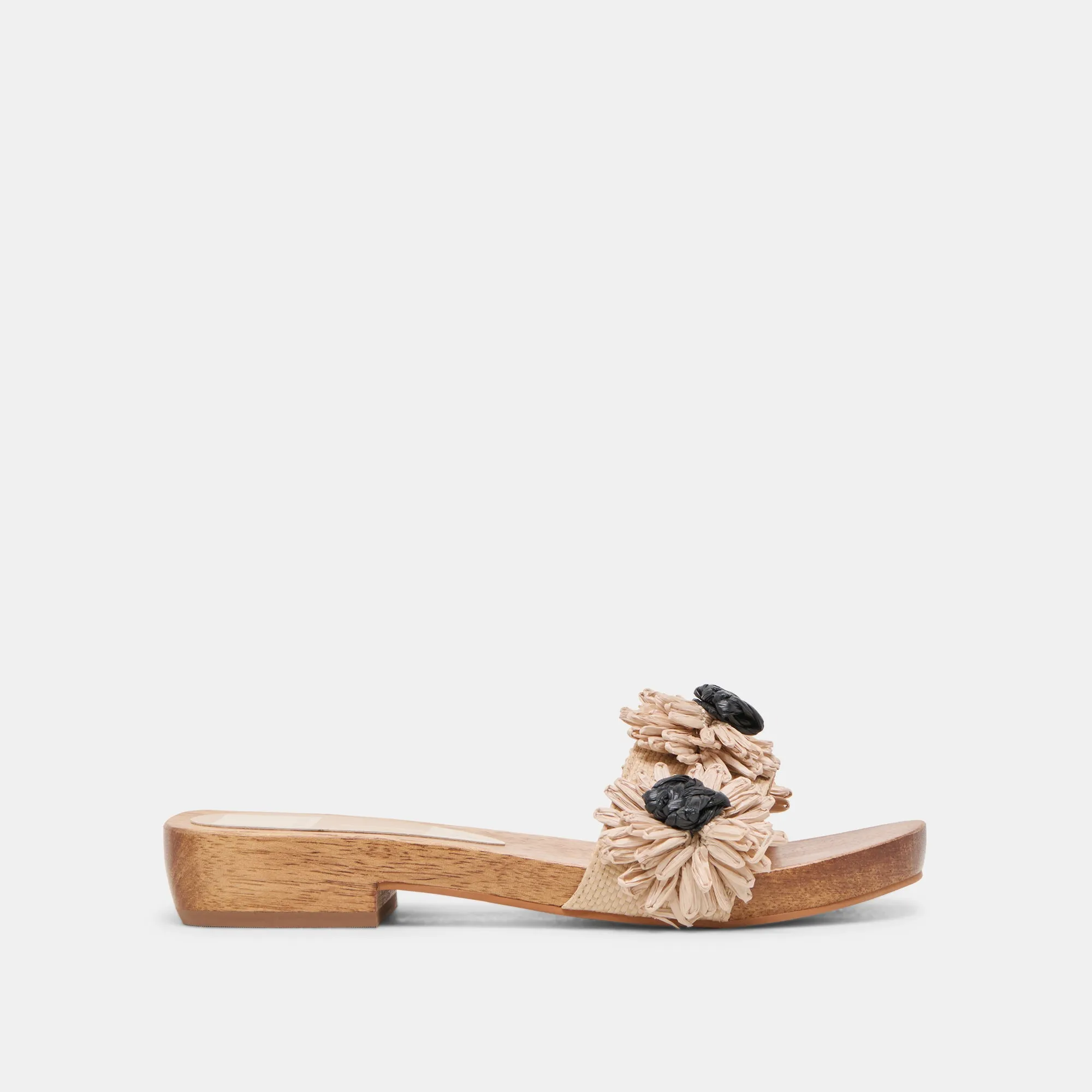 ARIENA SANDALS BLACK NATURAL FLORAL RAFFIA casual - wear Fashion-forward flair