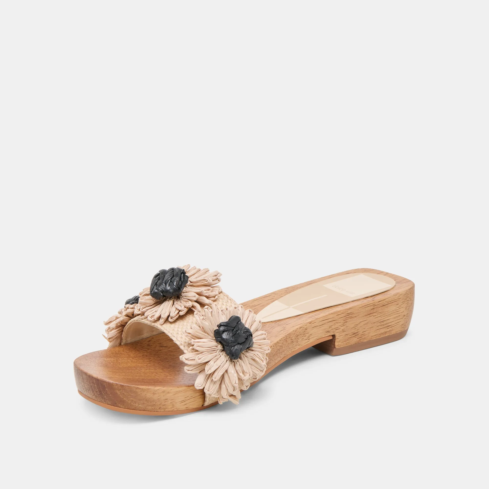 ARIENA SANDALS BLACK NATURAL FLORAL RAFFIA closure - type