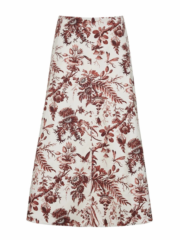 Aisha Skirt in Flora Toile Ivory Lightweight Fabric