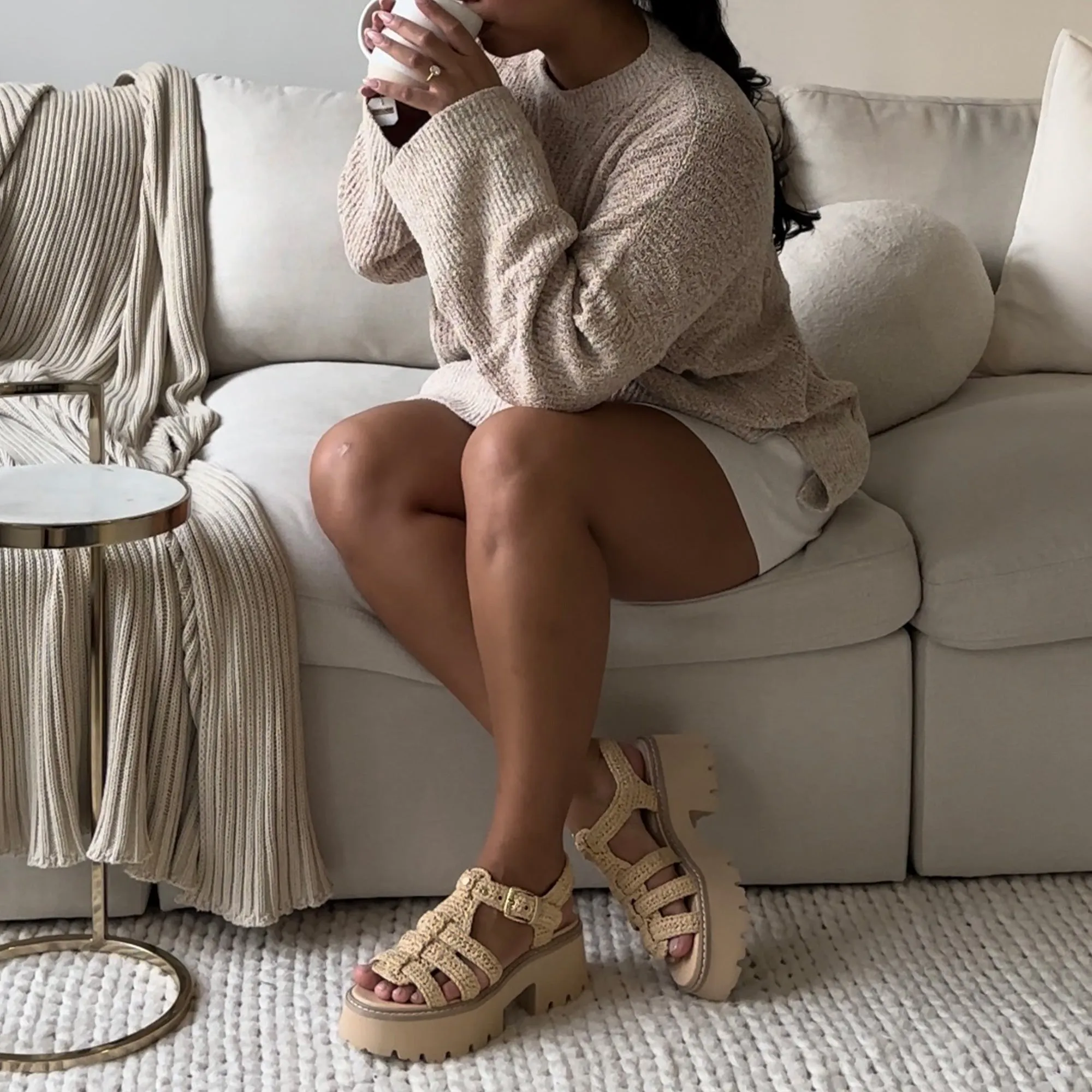 Impact Absorption Core Soft midsole LATICE SANDALS LT NATURAL KNIT