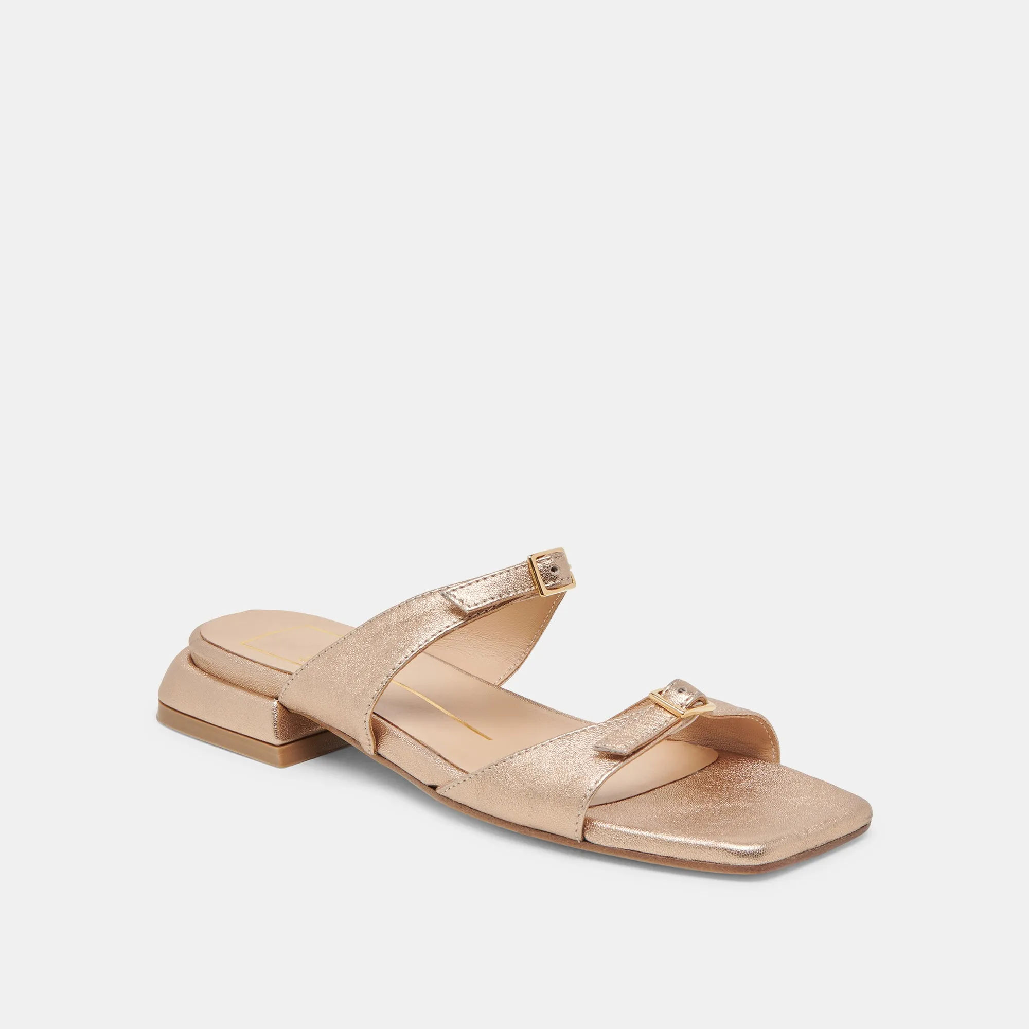 LAVERN SANDALS GOLD METALLIC LEATHER Molded Footbed
