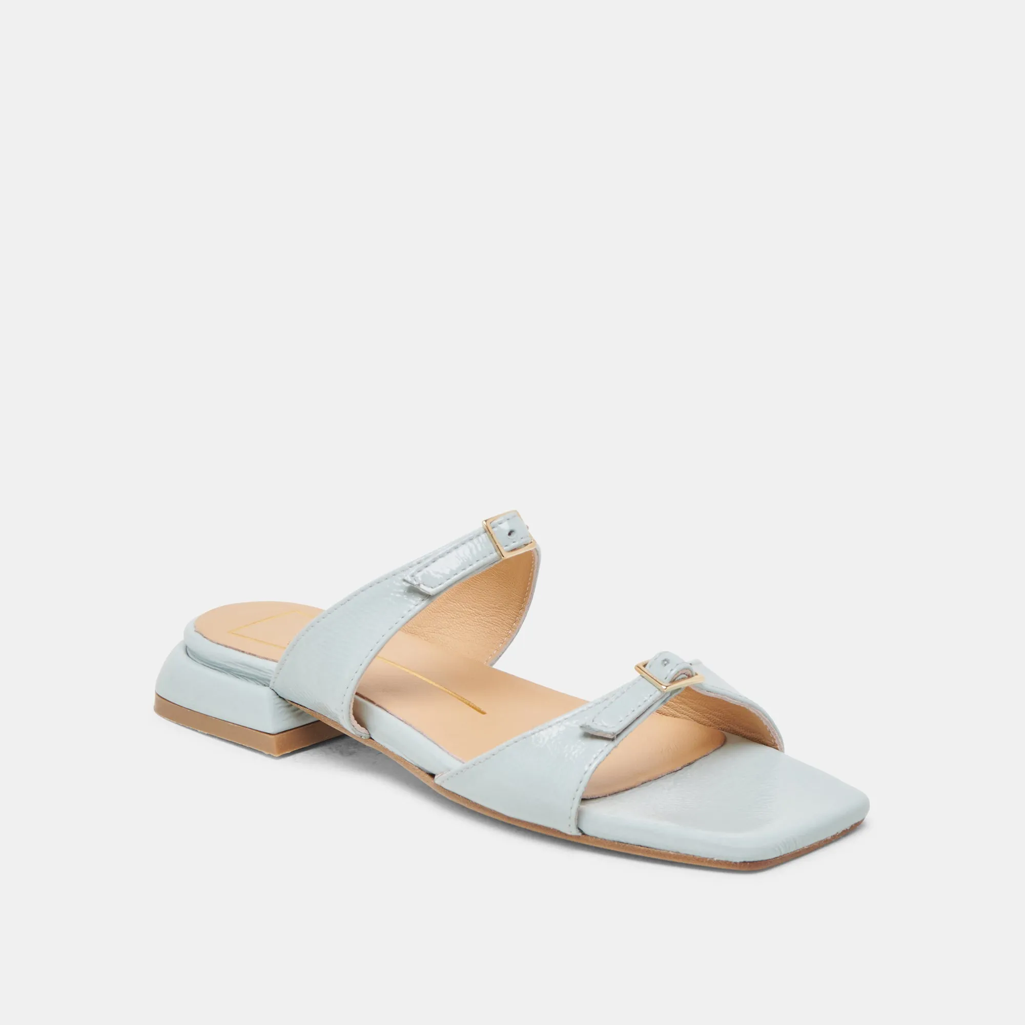 junior High-Traction Sole LAVERN SANDALS ICE BLUE CRINKLE PATENT