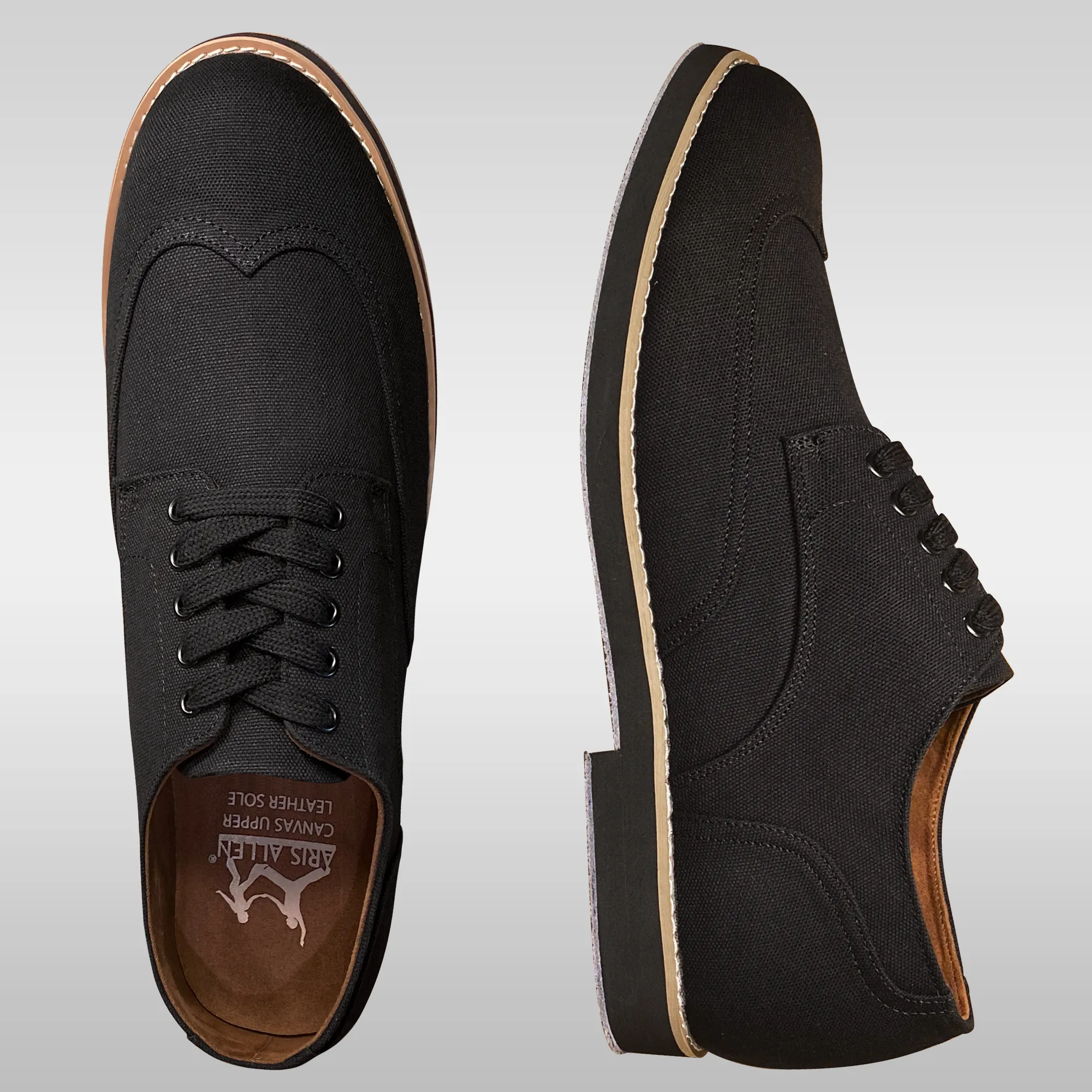 walking - style Aris Allen Men's Black Canvas Wingtip Feather Light Dance Shoes