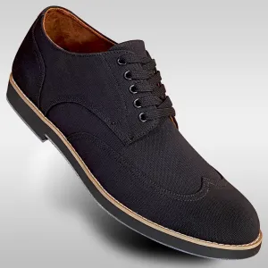 Adaptive Lacing System Aris Allen Men's Black Canvas Wingtip Feather Light Dance Shoes