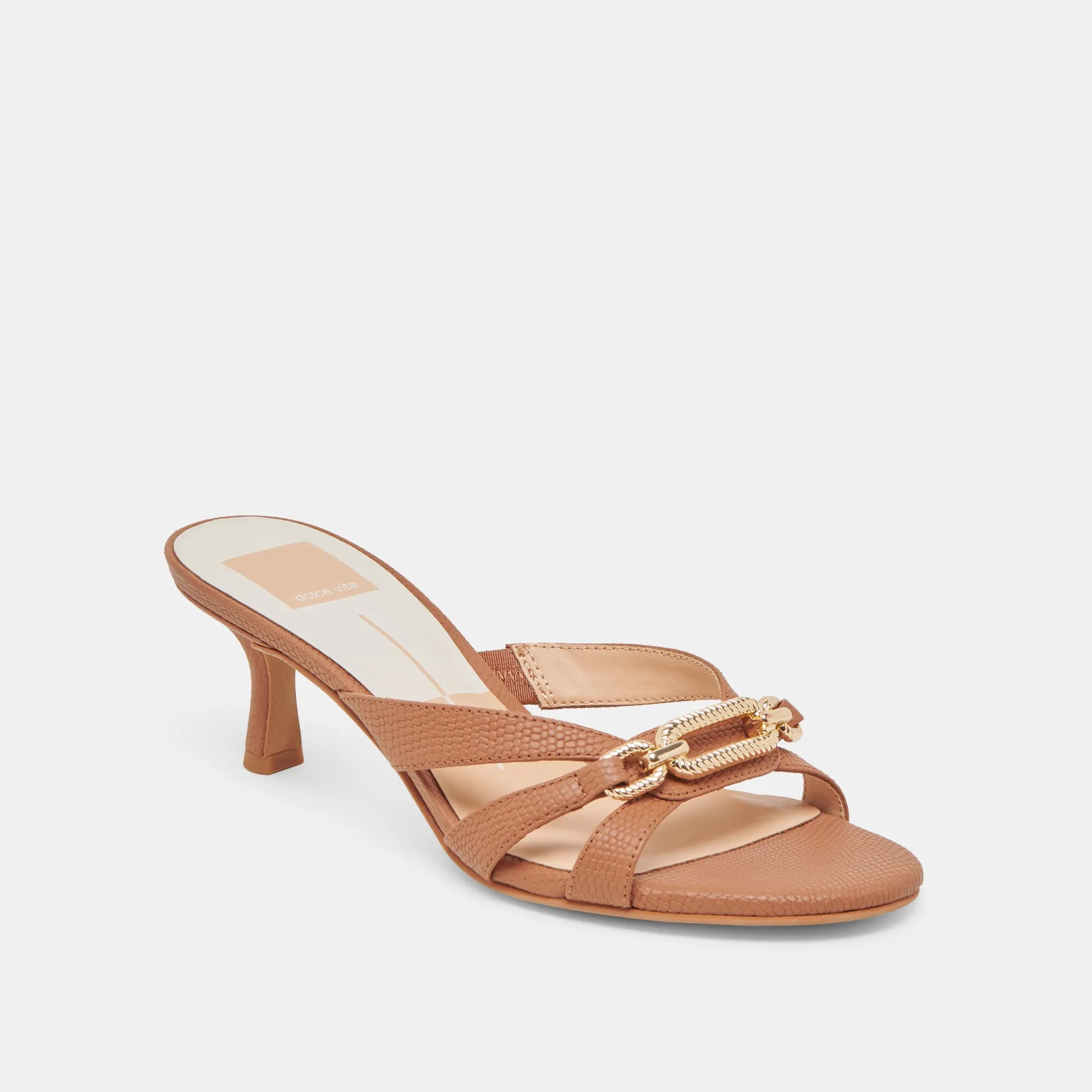 LERAH HEELS SADDLE EMBOSSED LEATHER Versatile lining