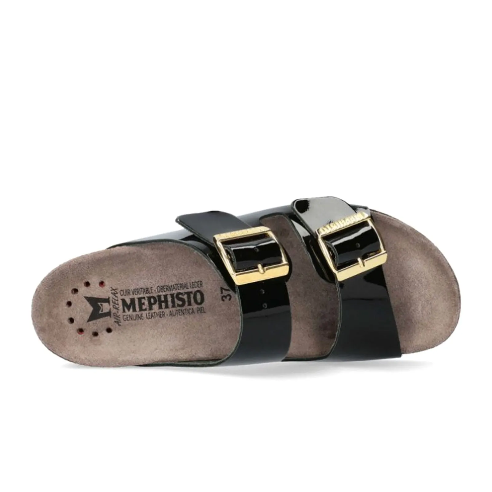 Comfortable Linings Mephisto Hester Slide Sandal (Women) - Black Vernis Fripe