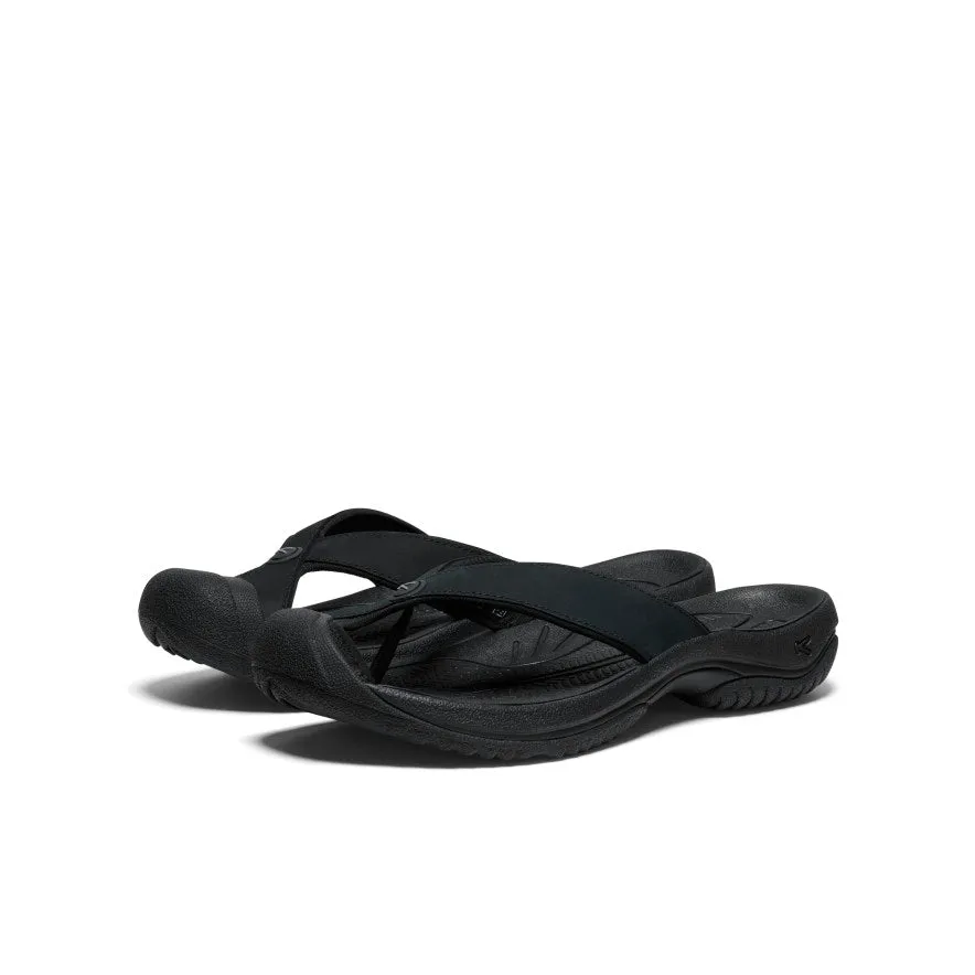 Men's Waimea Leather Flip-Flop  |  Black/Black Comfort Glide Fit