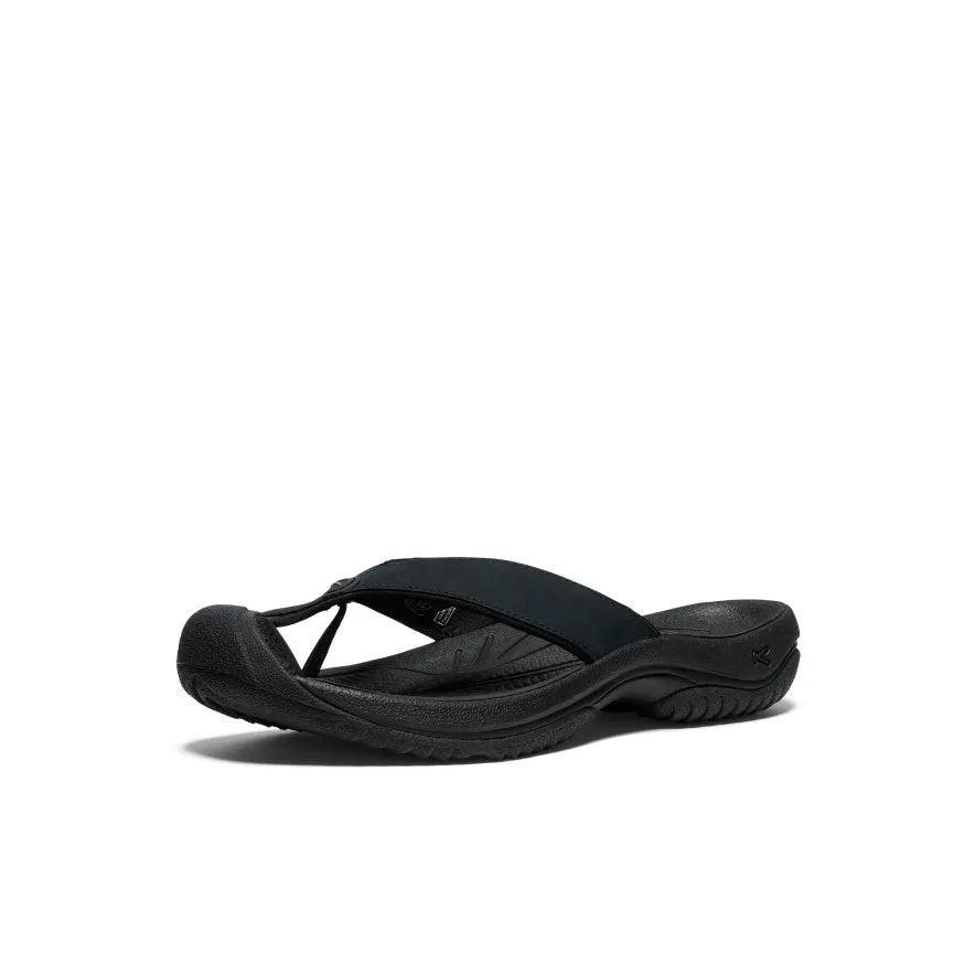 Comfort Walk Slip Lightweight Support Men's Waimea Leather Flip-Flop  |  Black/Black