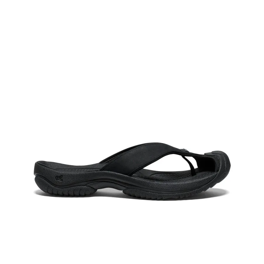 Breathable mesh Men's Waimea Leather Flip-Flop  |  Black/Black