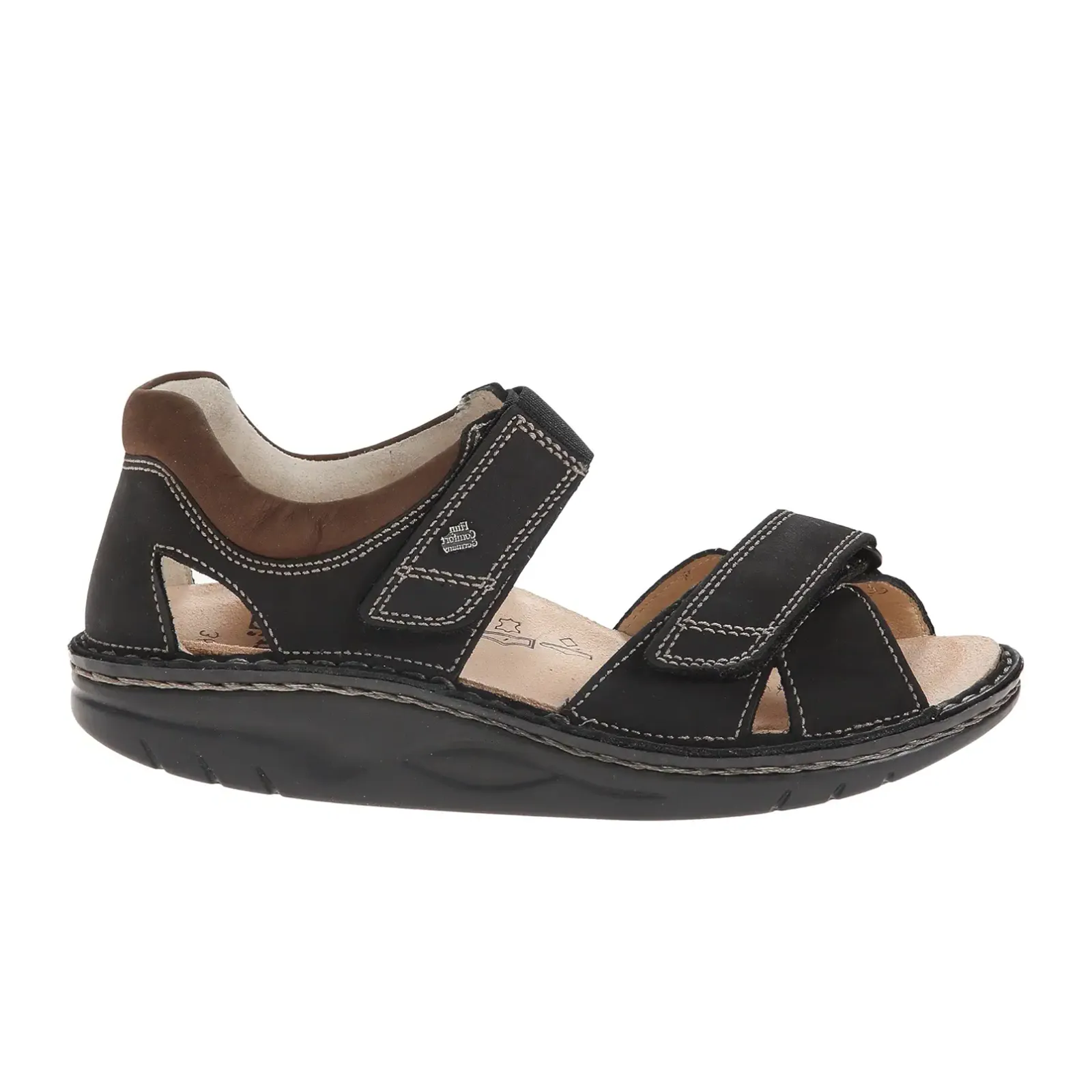 Speed Enhancement Open Toe Finn Comfort Samara Backstrap Sandal (Unisex) - Schwarz/Havanna