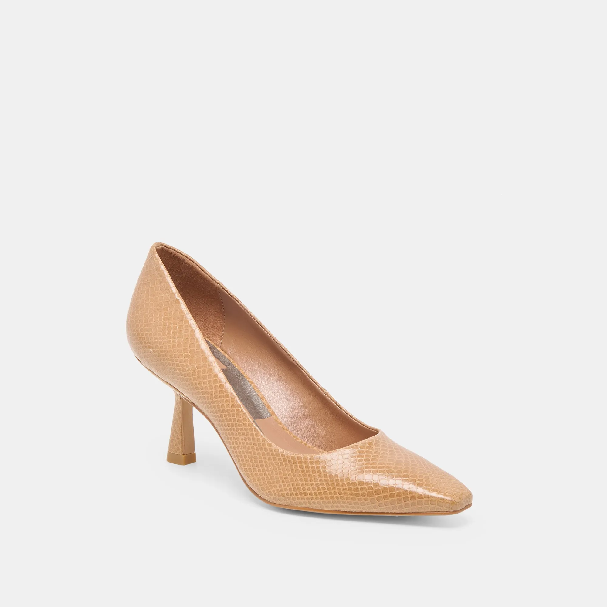 Contoured BRIONA HEELS WHISKEY EMBOSSED LEATHER