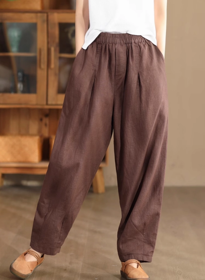 Babakud Women Autumn Loose Linen Casual Pants color fast