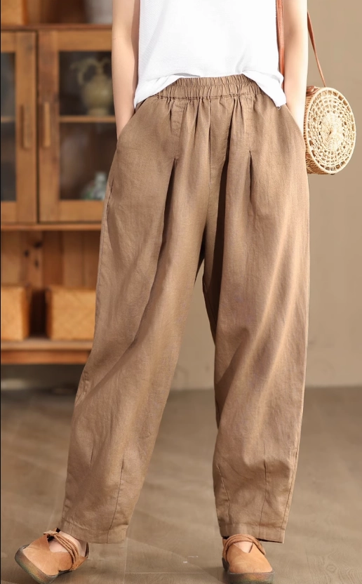 Sweat Free Babakud Women Autumn Loose Linen Casual Pants