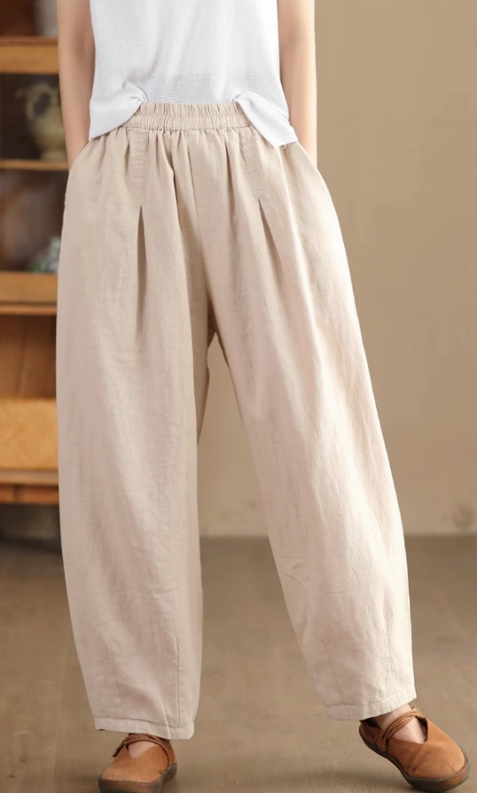 Babakud Women Autumn Loose Linen Casual Pants No Chafing