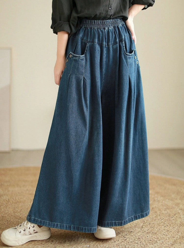 Loose Stylish Casual Buttons Wide Leg Jeans for Women Irritation Free