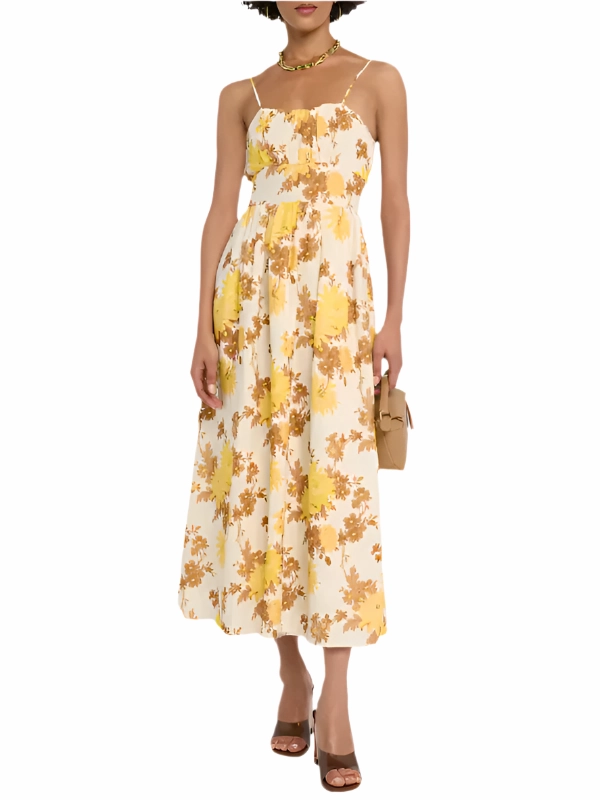 Refined Cut Sharp Motion Lora Floral Midi Dress in Midsummer Floral