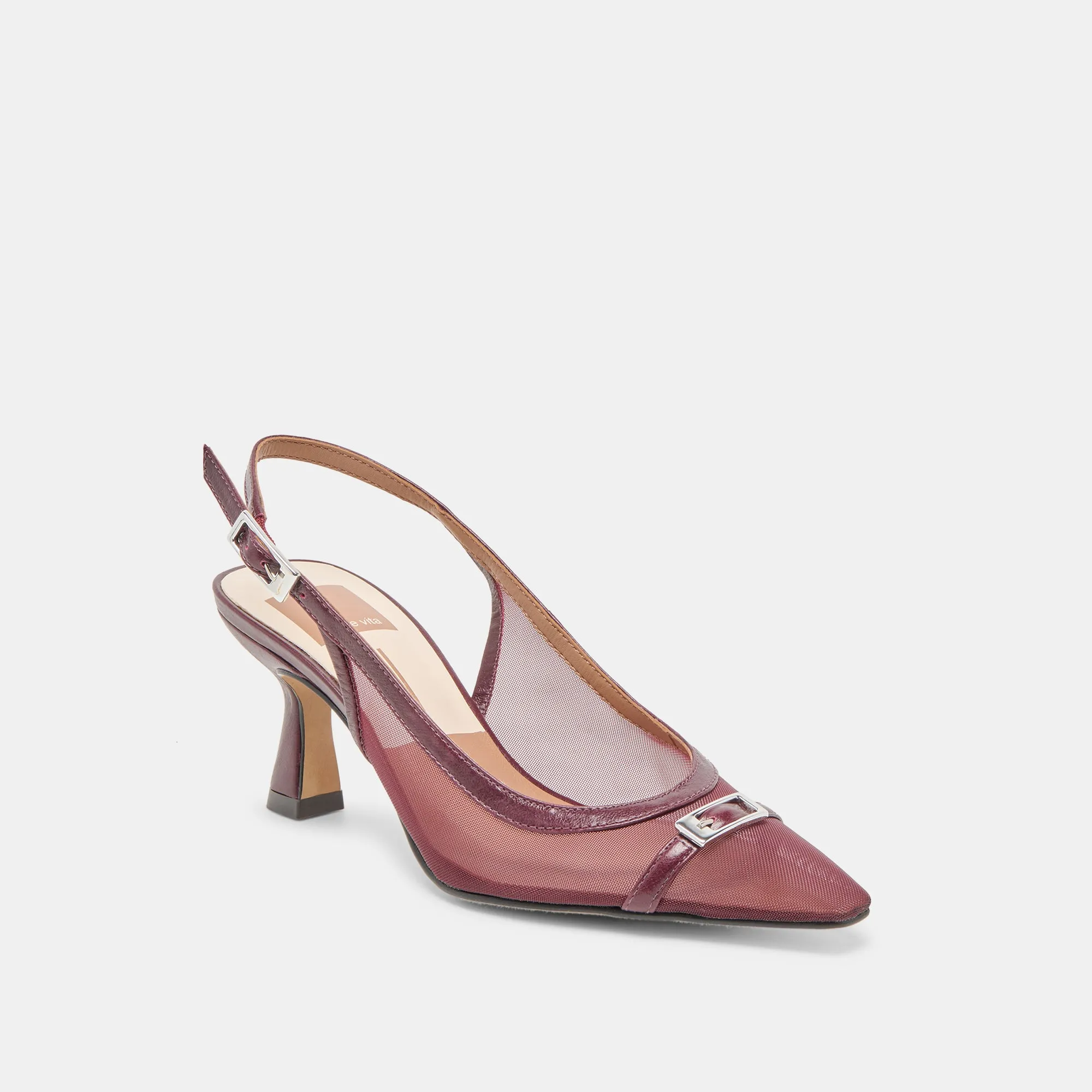 LORINE HEELS BURGUNDY MESH Comfortable Experience