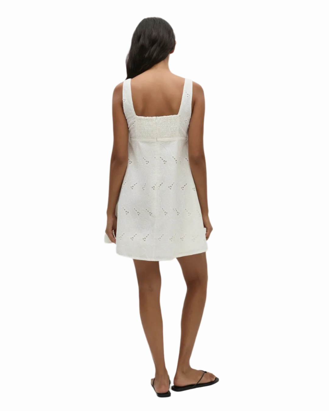 Classic Tailoring Effortless Layer Wear Lovis Mini Dress in Birgitta Broderie Anglaise White