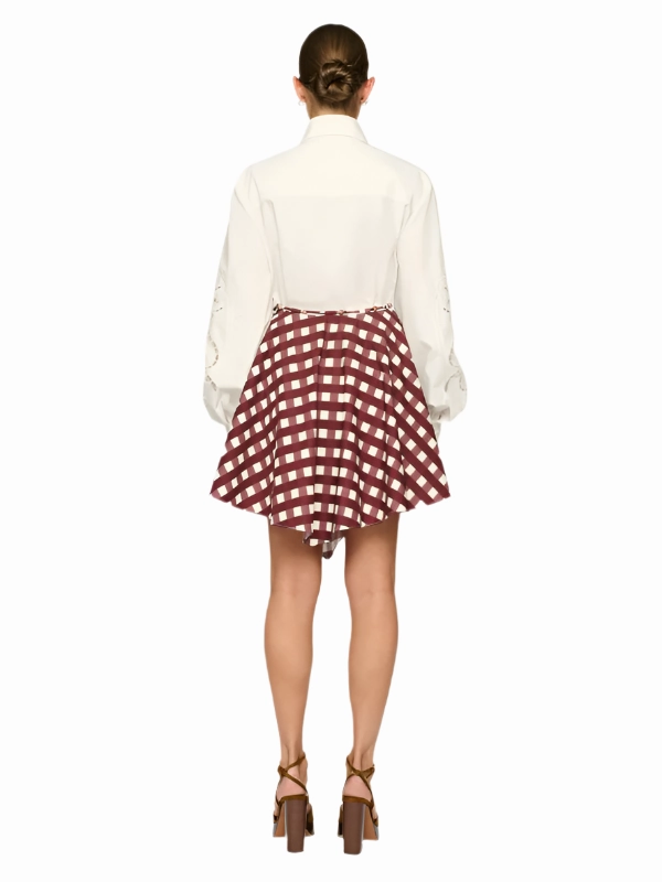 Jewel Tones Anti Pilling Fabric Josita Mini Skirt in Wine Picnic