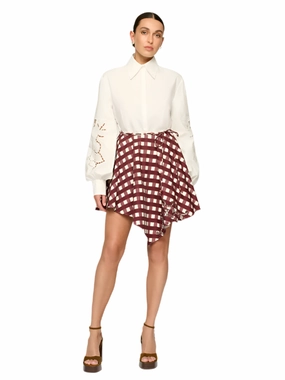 Josita Mini Skirt in Wine Picnic casual finish Style Layering