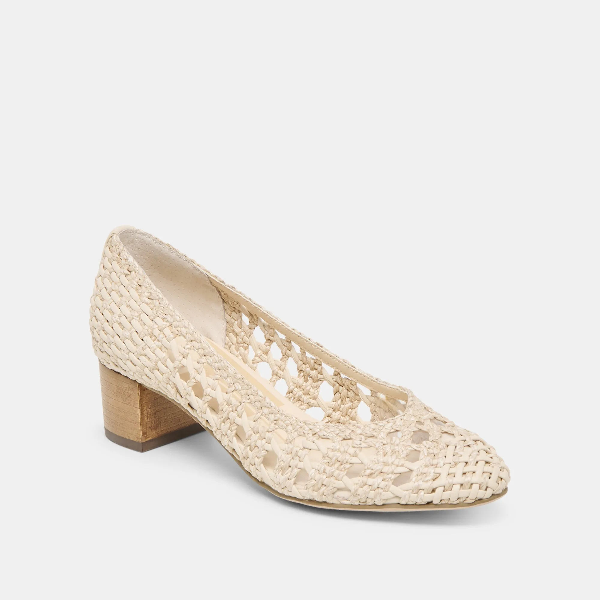 Dual Density Midsole LULA HEELS IVORY MULTI WOVEN RAFFIA