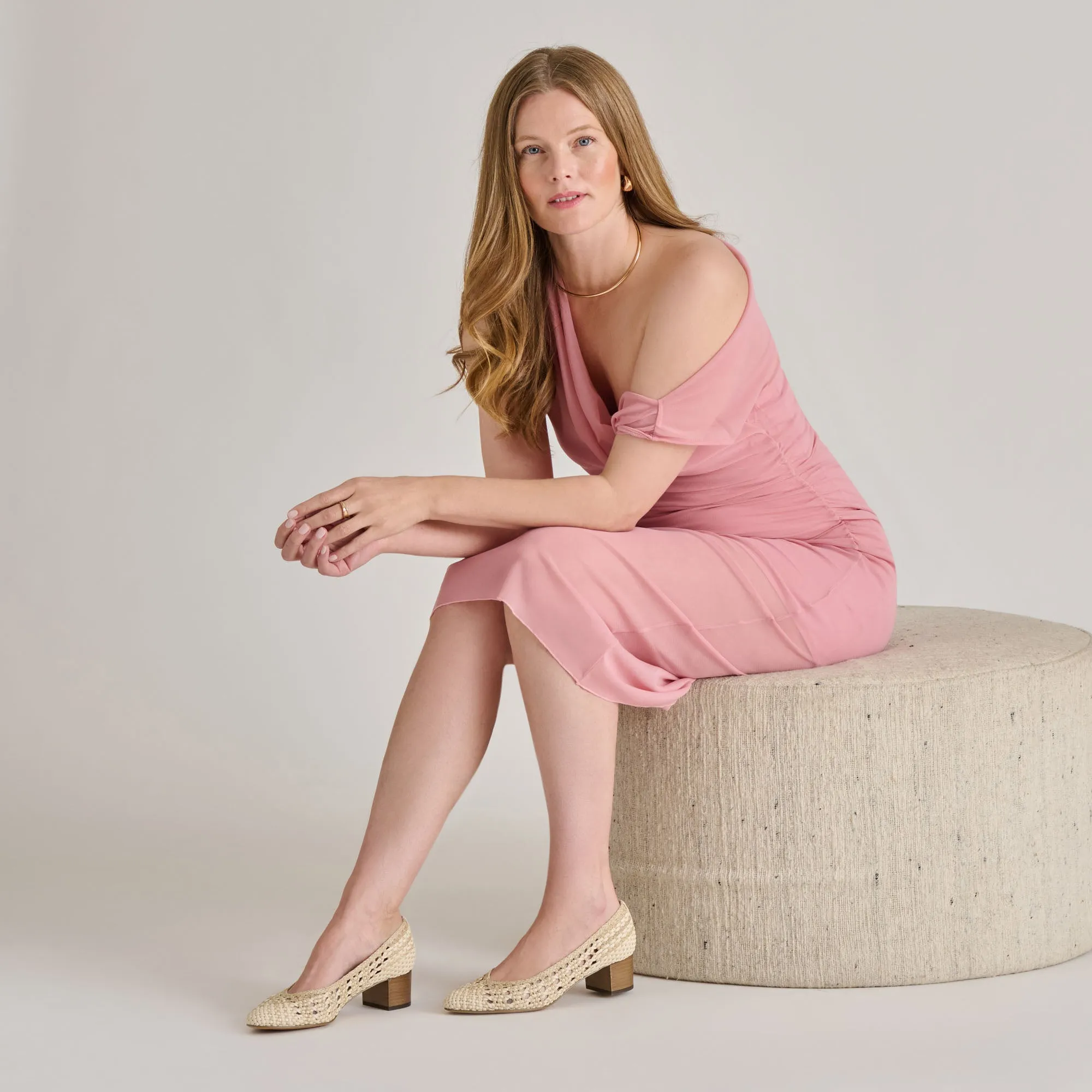 LULA HEELS IVORY MULTI WOVEN RAFFIA Short Walks Balanced Control