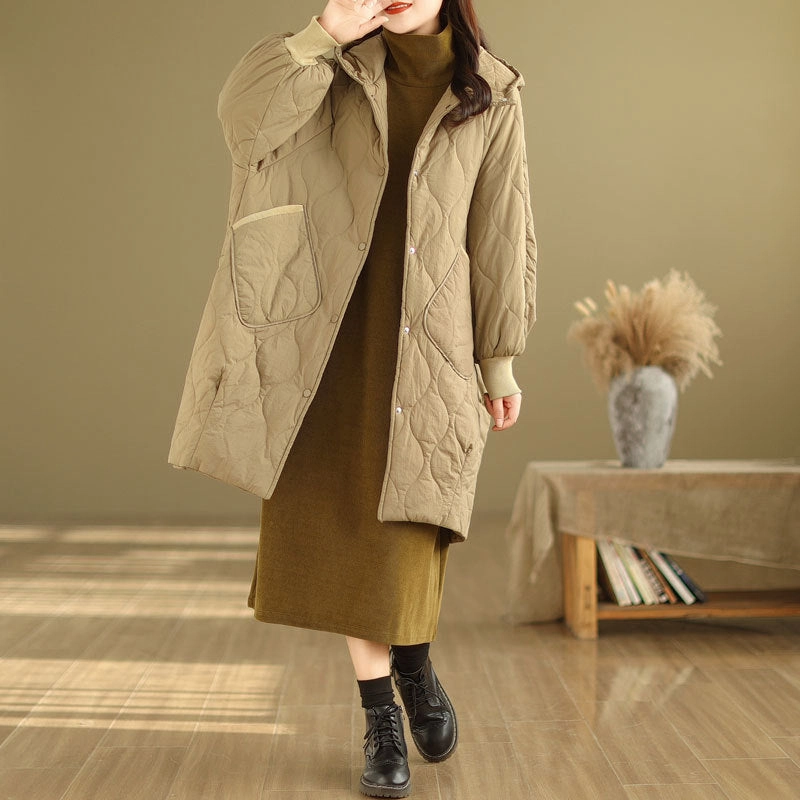 Babakud Women Winter Hooded Loose Cotton Coat Modern Street