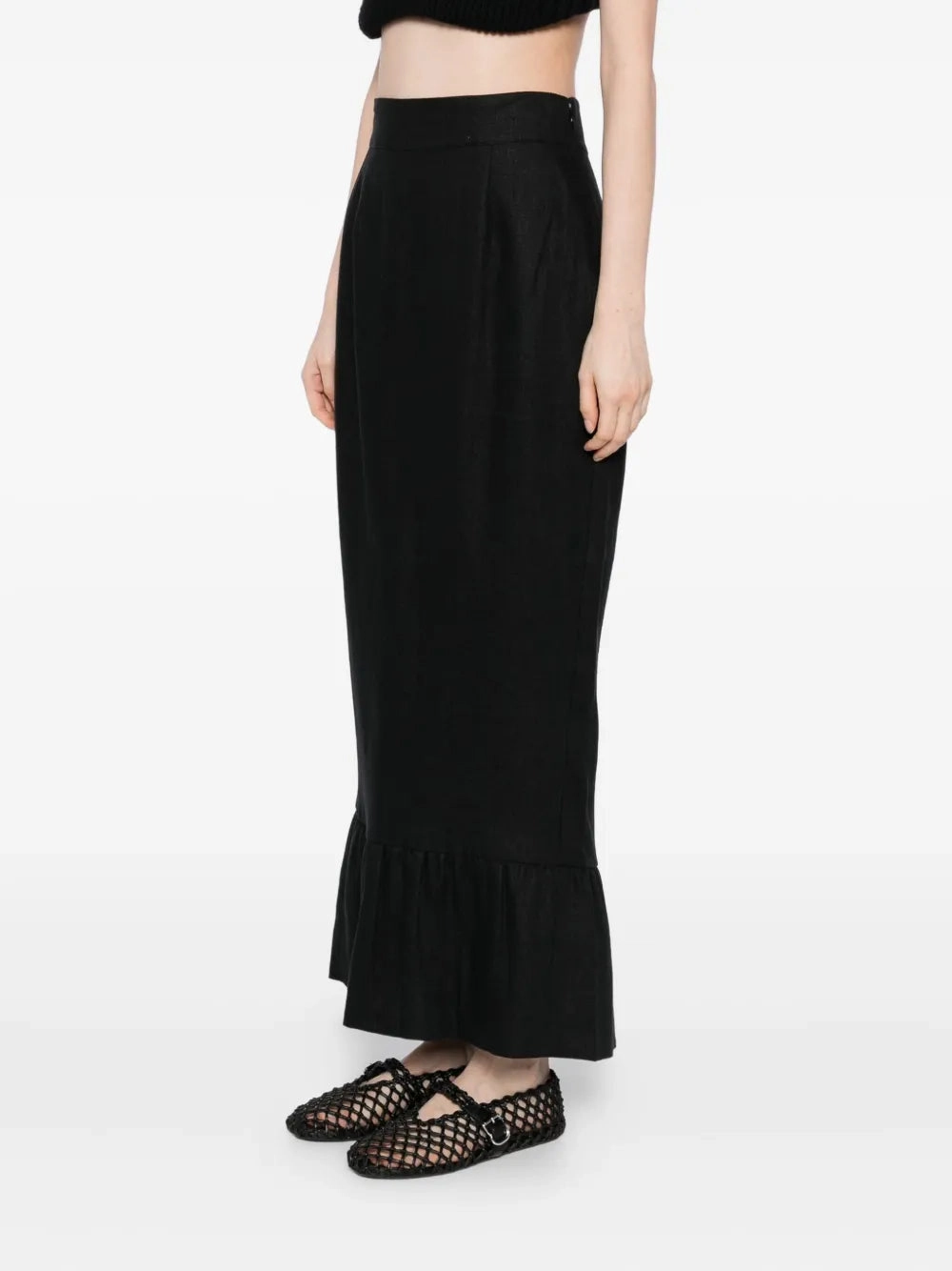 Twist Front Design Matilda Column Skirt in Black
