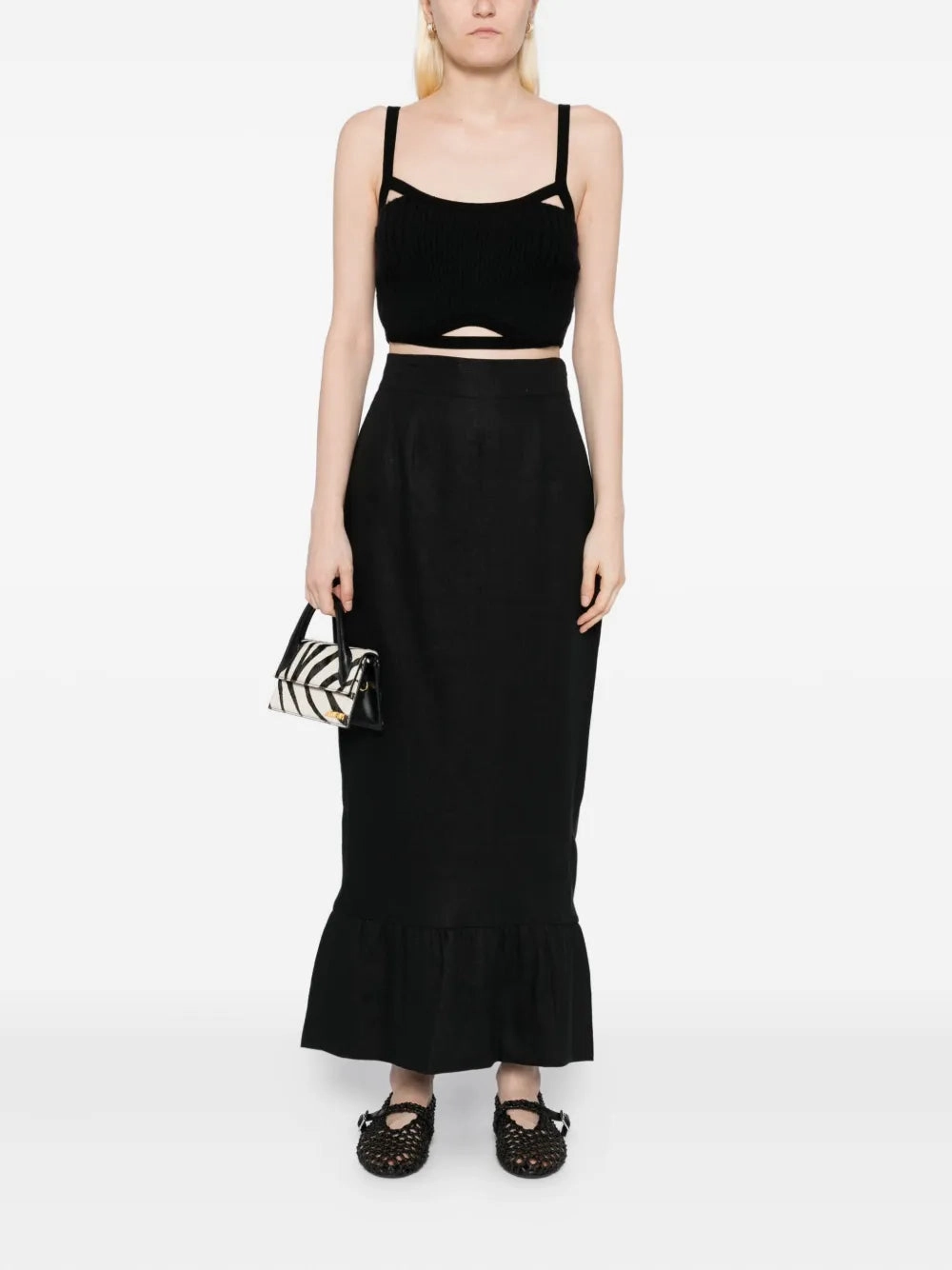 Matilda Column Skirt in Black Casual Edge Slim Fit Band