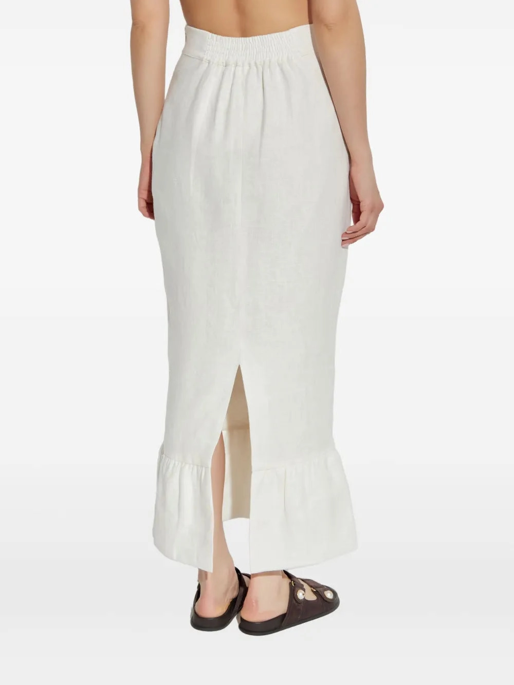 Elasticized Cuff Maximalist look Matilda Column Skirt in Cream