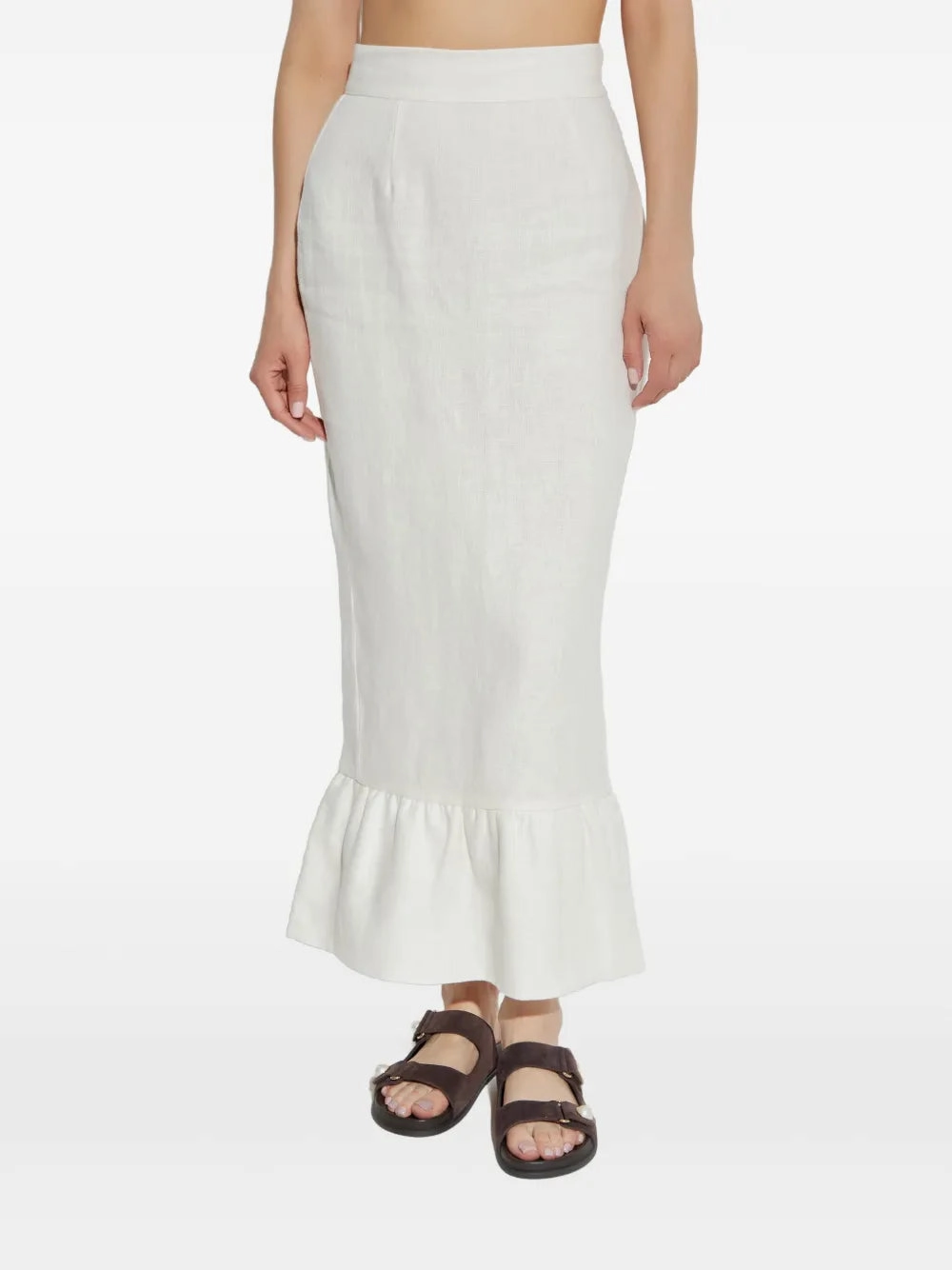 Matilda Column Skirt in Cream Modern Details Soft Tones