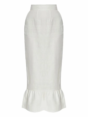 Emerging Designer Matilda Column Skirt in Cream