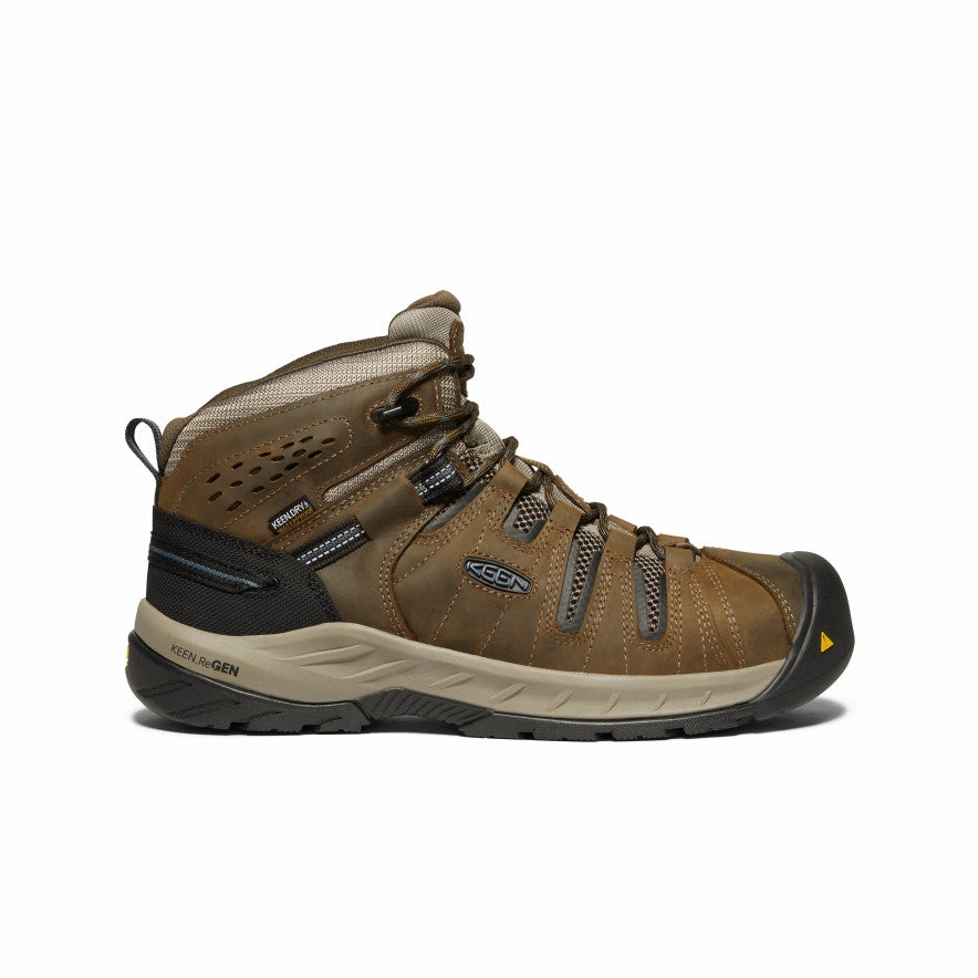 Festival Vibe Soft outsole Men's Flint II Waterproof Boot (Steel Toe)  |  Cascade Brown/Orion Blue