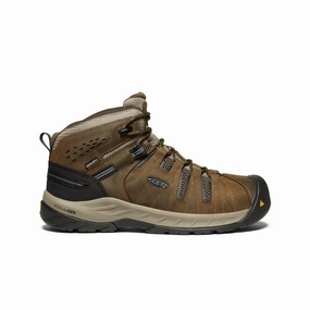 Festival Vibe Soft outsole Men's Flint II Waterproof Boot (Steel Toe)  |  Cascade Brown/Orion Blue