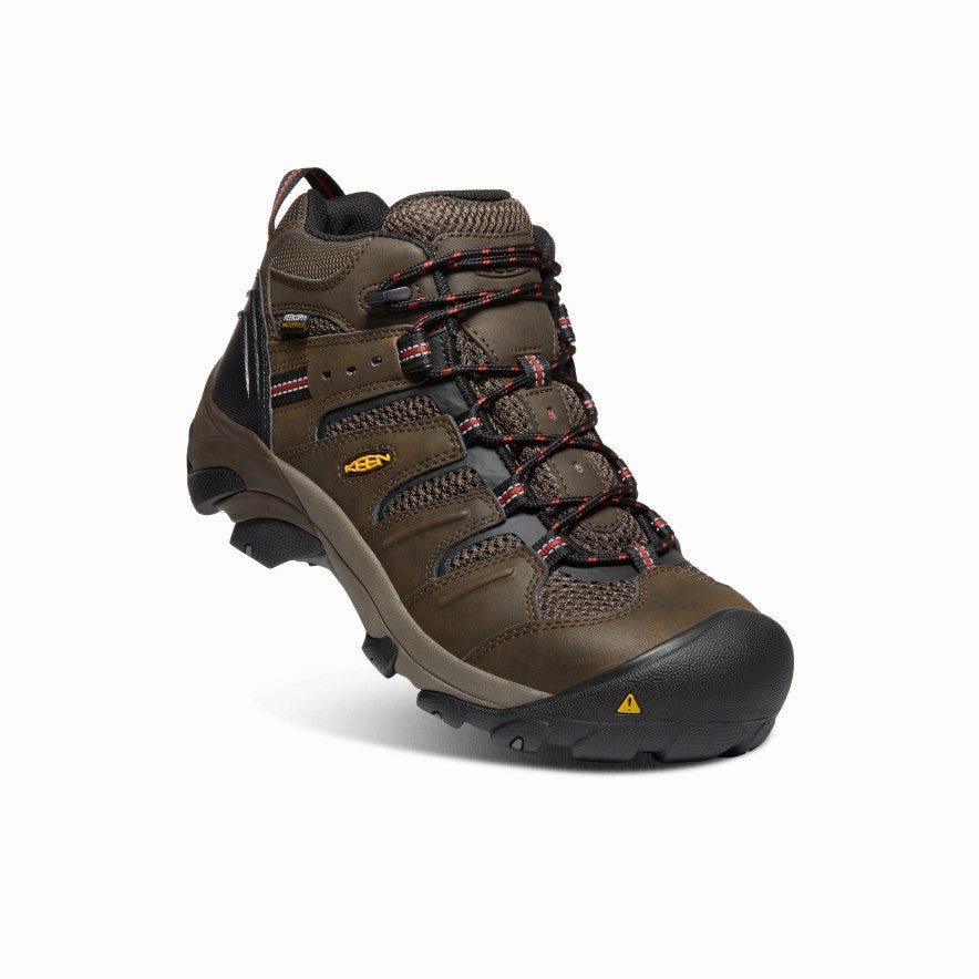 Men's Lansing Mid Waterproof (Steel Toe)  |  Cascade Brown/Brindle Grip Support Thermal Core Rainy Day Commuter